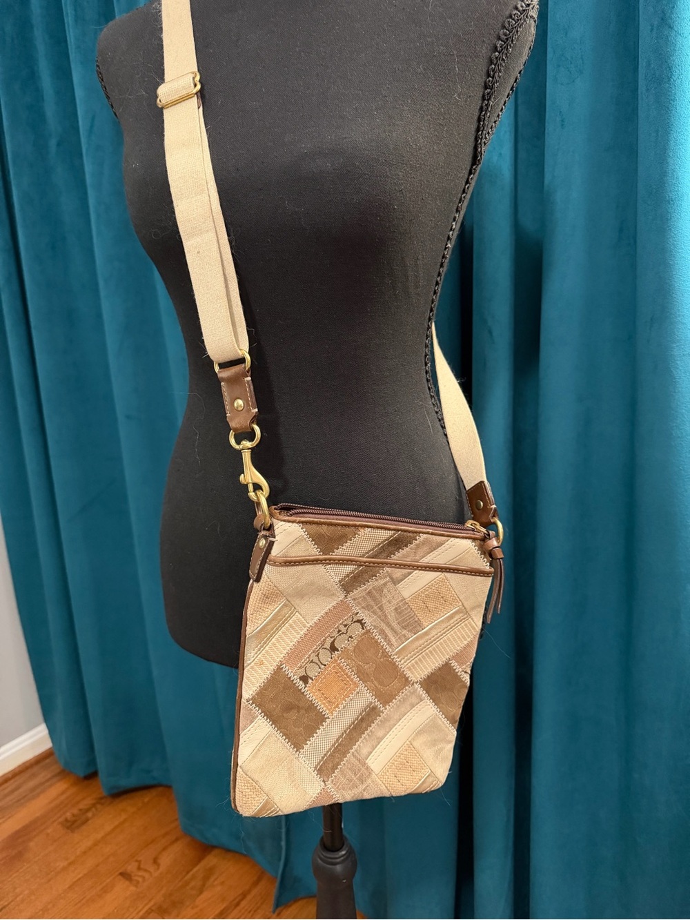 Coach Beige and Brown Patchwork Crossbody Bag